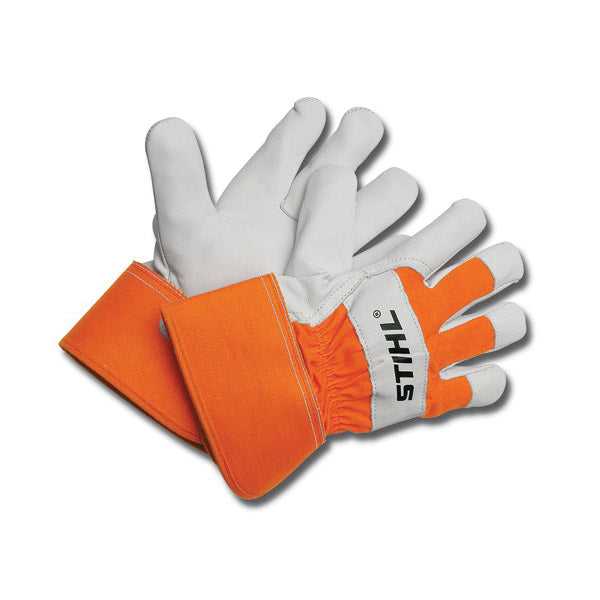 Stihl 7010 884 1112: Heavy-Duty Work Gloves, Unisex, Xl, Multi-Ply Wrist Cuff, Canvas/Leather, Orange/White