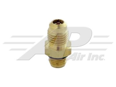 Sanden 461-3127: Schrader Port, 10mm 100 Pitch Male to 7/16" R12 Male Flare