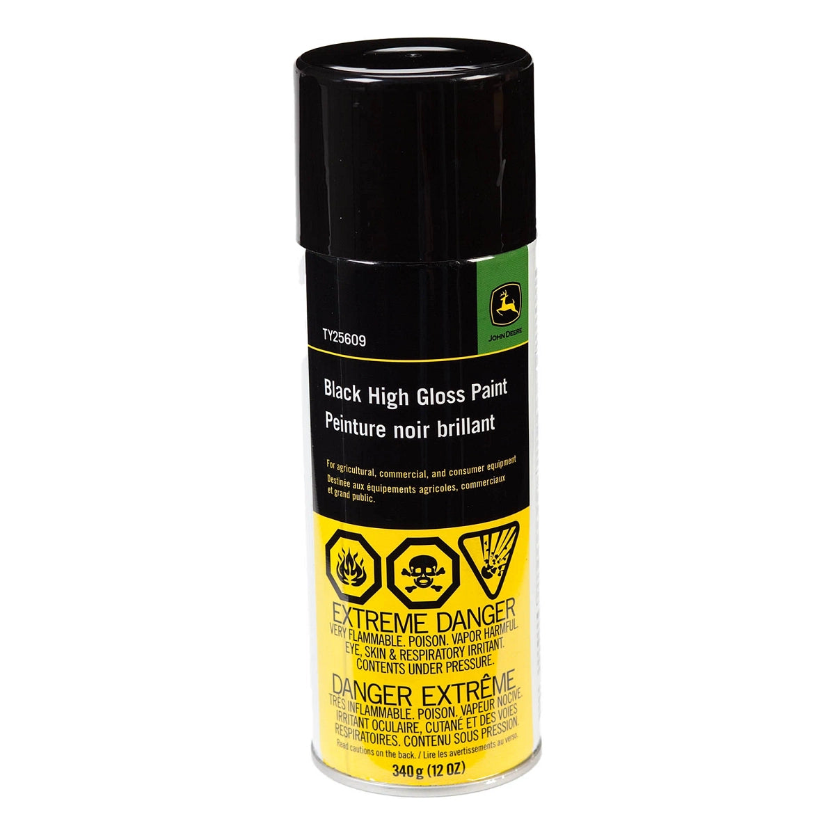 John Deere TY25609: Ag and Turf Black High Gloss Spray Paint, 340 gram (12 Oz) Aerosol