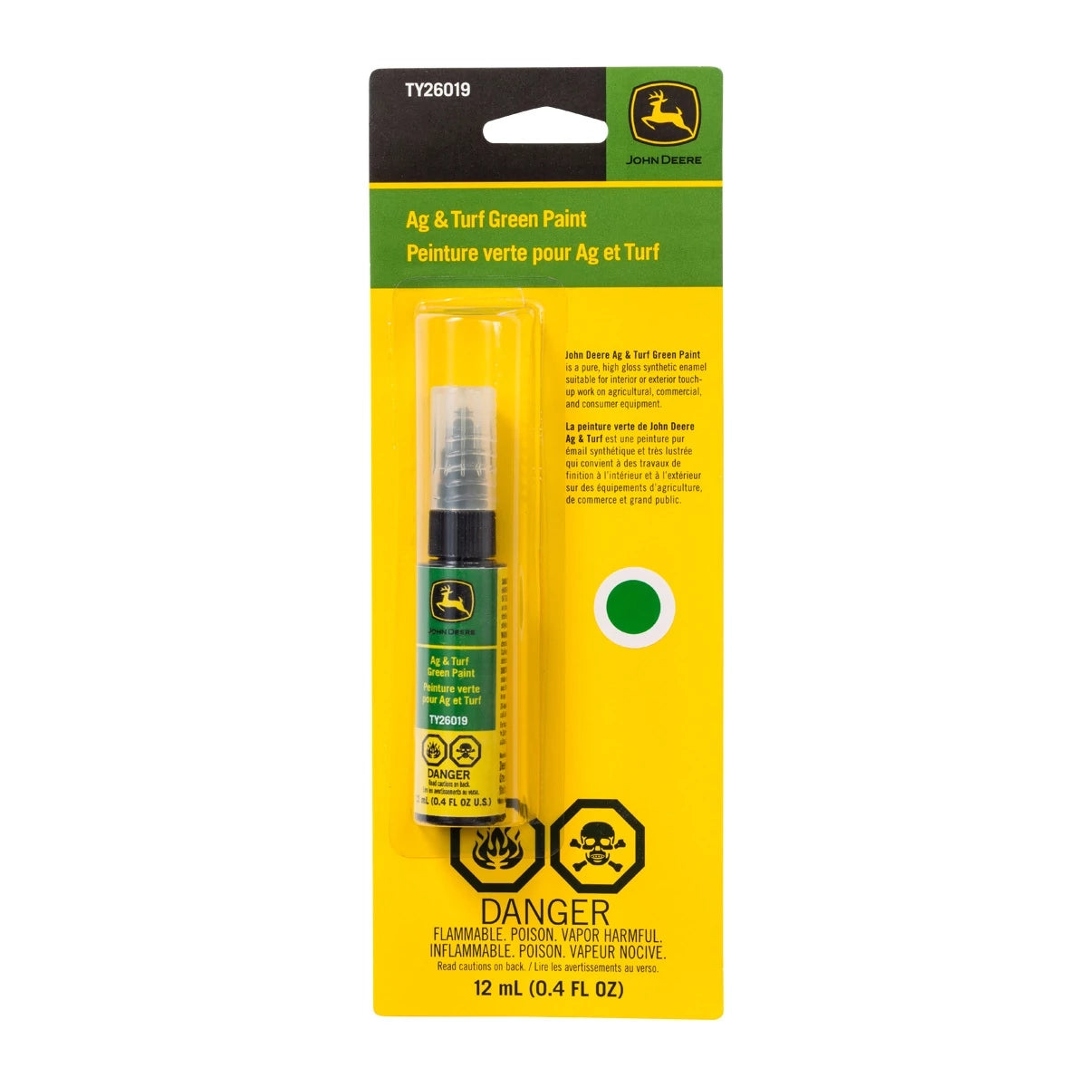 John Deere TY26019: Ag and Turf Green Touch-Up Paint Pen, 12 ml (0.4 Fluid Oz)