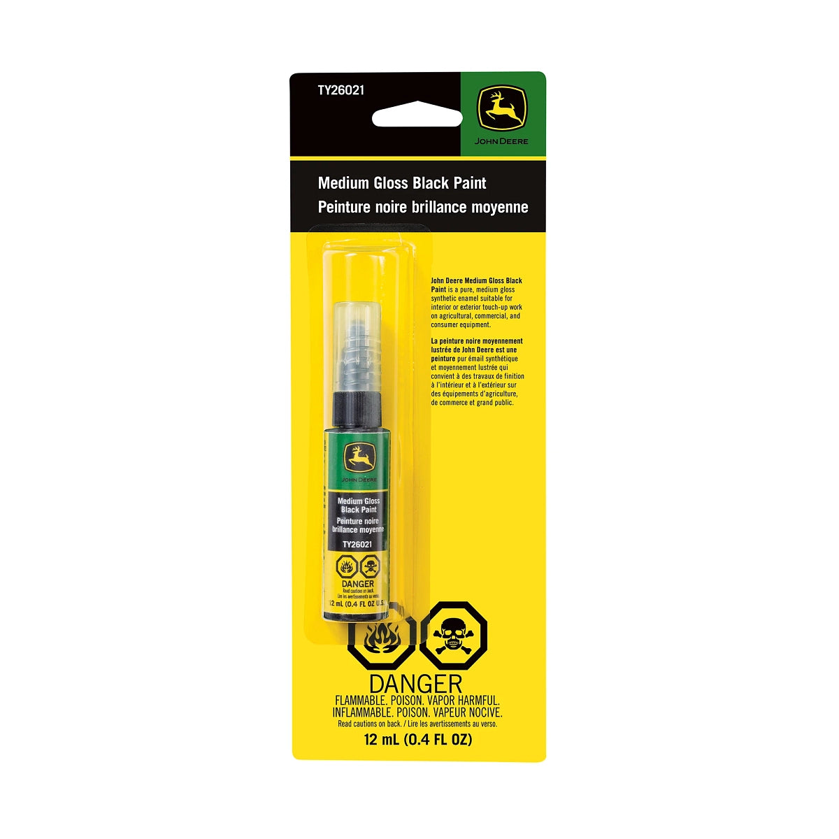 John Deere TY26021: Medium Gloss Black Paint Pen, 12 ml (0.4 Fluid Oz)