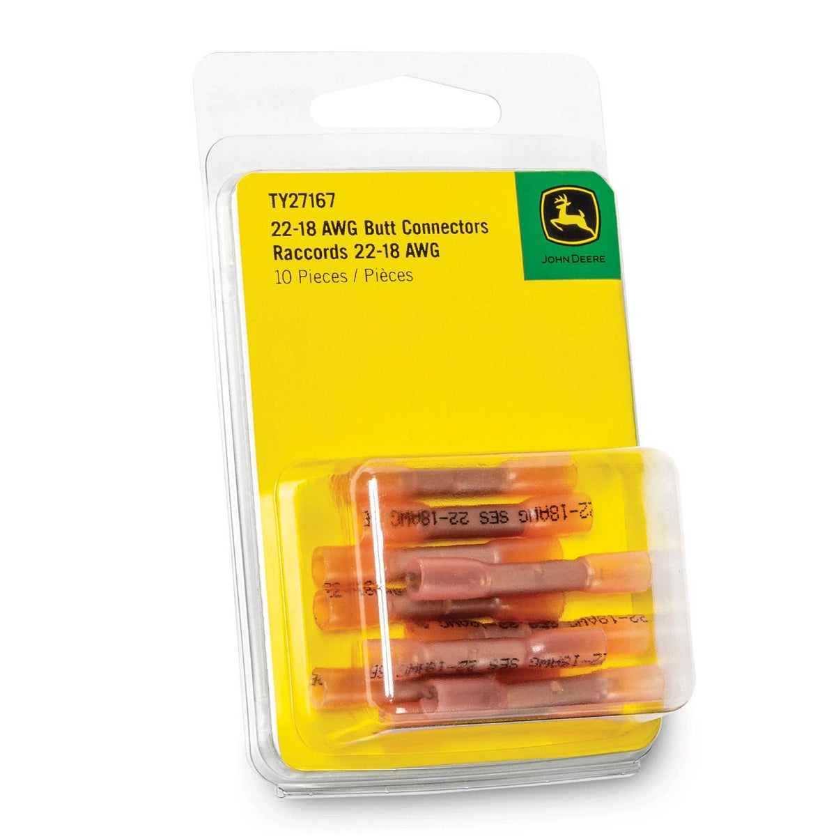 John Deere TY27167: 22-18 AWG CS Heat Shrink Butt Connectors (Pack of 10)