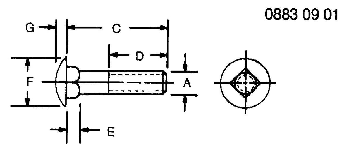 Jd Bolts 03H1605B: 03H1605: Carriage Bolt, 5/8" x 4"