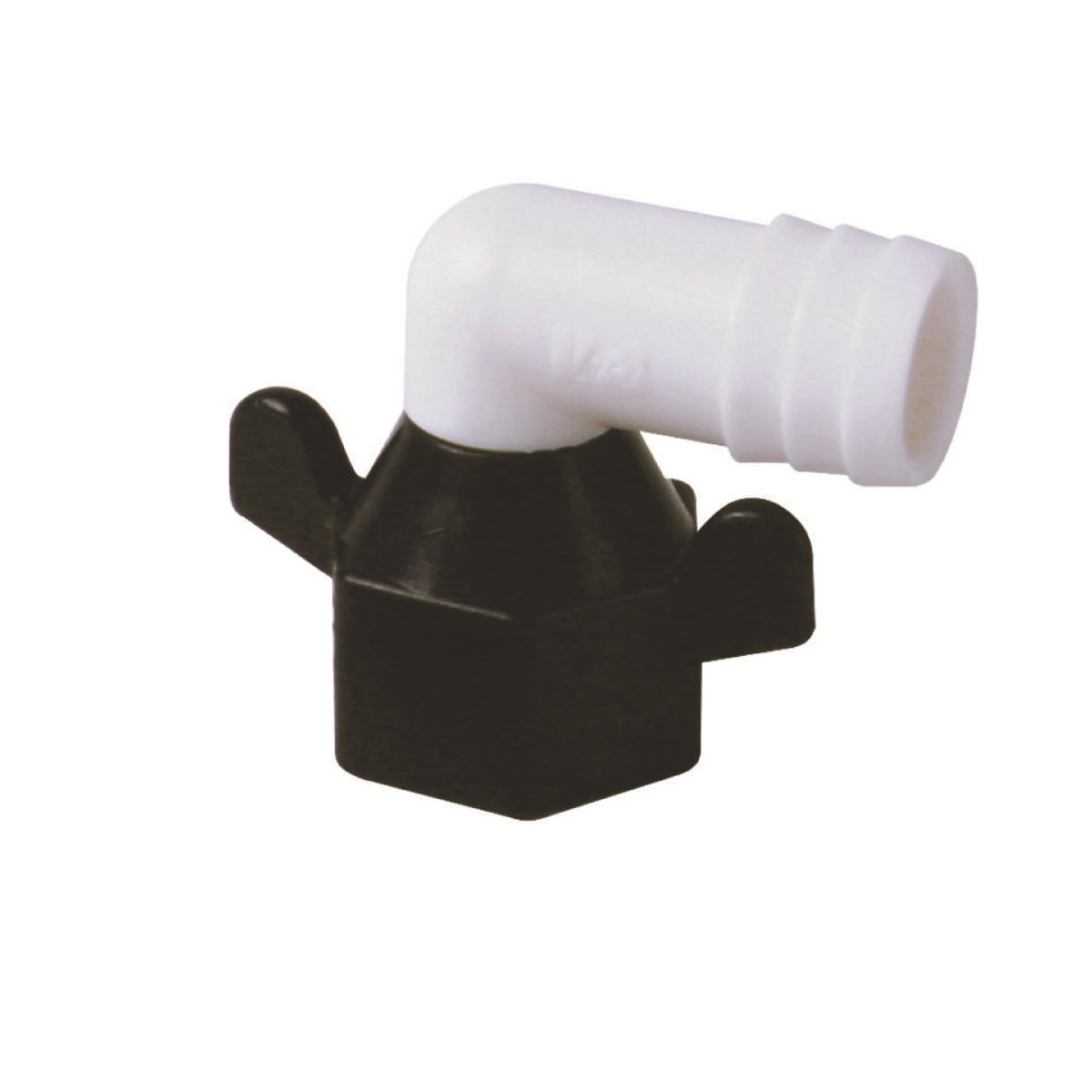 Shurflo 5002503: 1/2" FPT x 3/8"HB 90 Pump Swivel Fitting