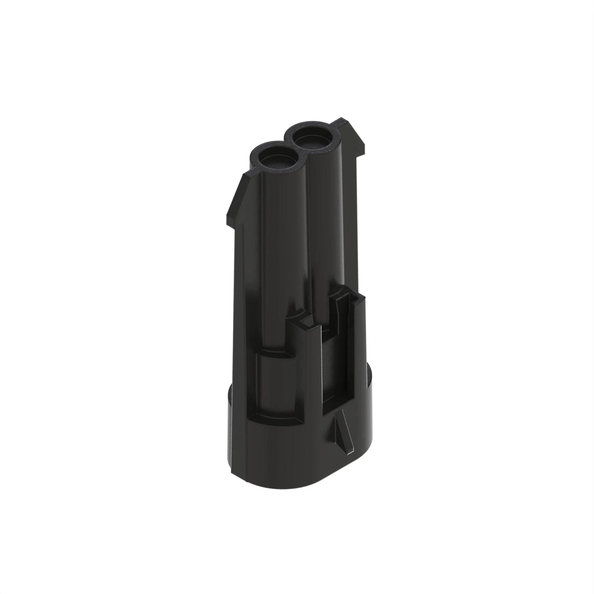 John Deere 57M7256:  Black Internal Electrical Connector Housing, 2 Cavities