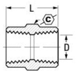 4FP4FPB: Brass Pipe Coupling, 1/4" Female NPTF x 1/4" Female NPTF (3300X4)