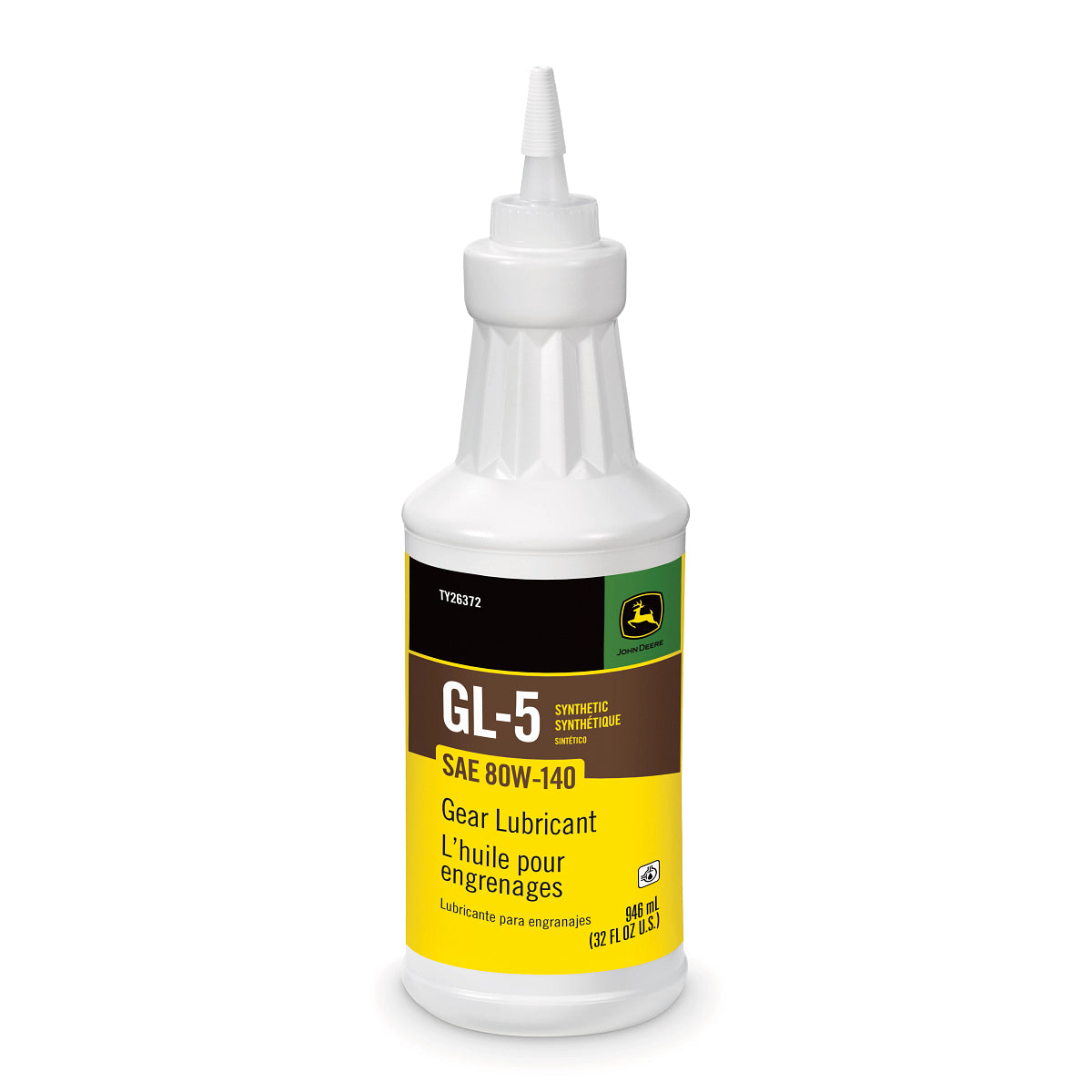 John Deere TY26372: Synthetic Gear Lubricant, SAE 80W-140, API GL-5, 946 ml (32 Fluid Oz)