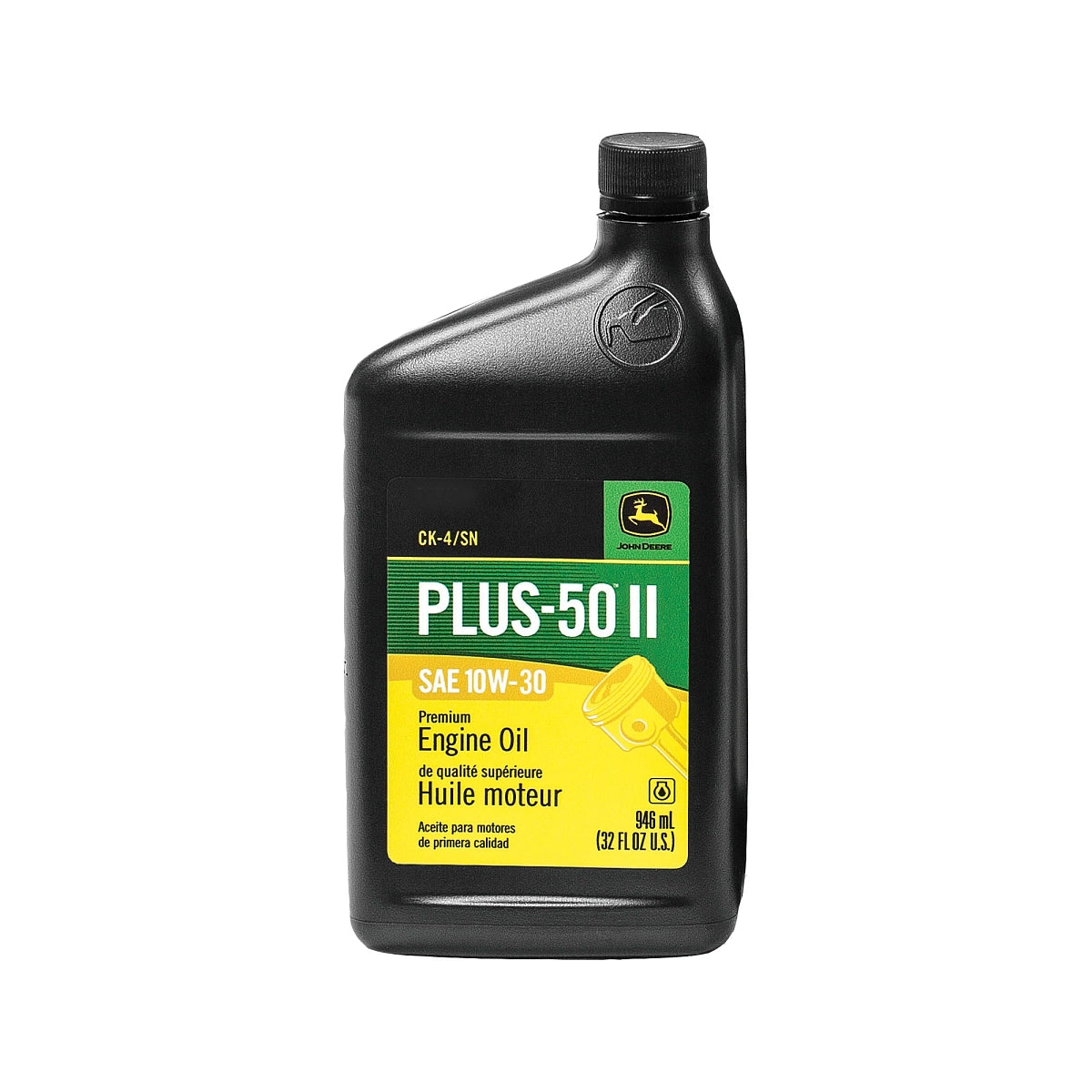 John Deere TY26669:  Premium Engine Oil, Plus-50 II, SAE 10W-30, API CK4/SN, 946 ml (32 Fluid Oz)