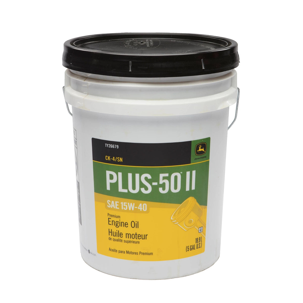 John Deere TY26679:  Premium Engine Oil, Plus-50€š¬¾€š II, SAE 15W-40, API CK4/SN, 18.9 Liter (5 Gallon)