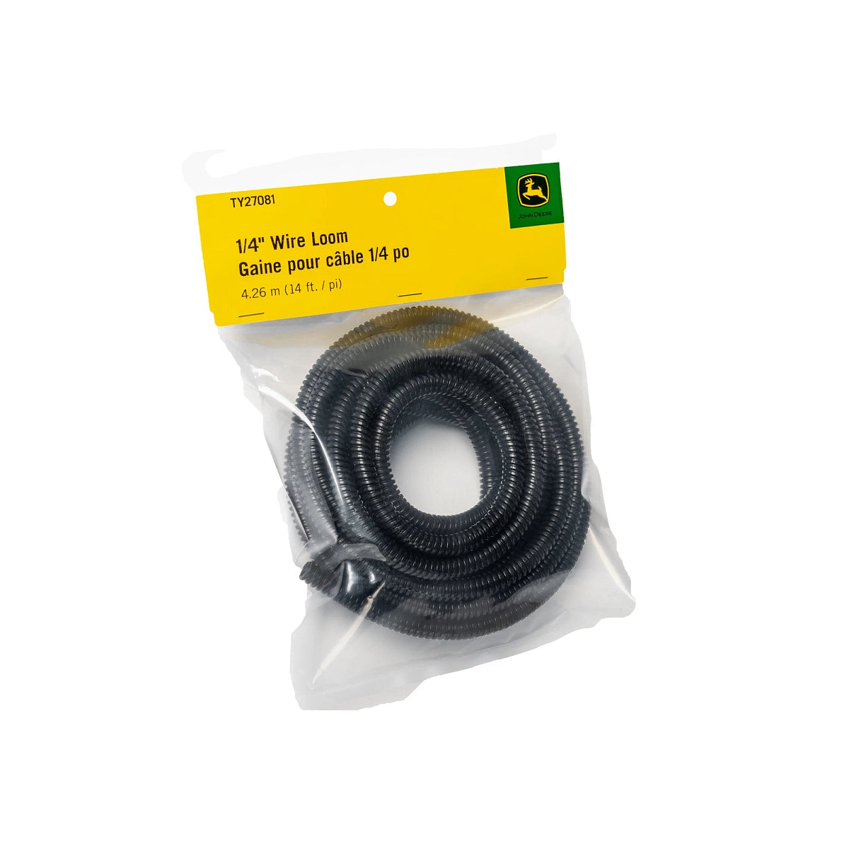 John Deere TY27081:  1/4" Black Flex-Guard Convoluted Tubing, Split Seam, 14 ft. Cut
