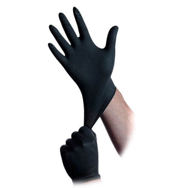 B311-XL: Intouch X-Large Fingertip Textured Grip Powder-Free Black Nitrile Disposable Gloves